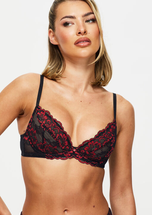 Sexy Lace Non Padded Plunge Bra image number 1.0
