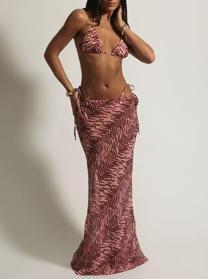 Zebra Mesh Maxi Skirt - Pink