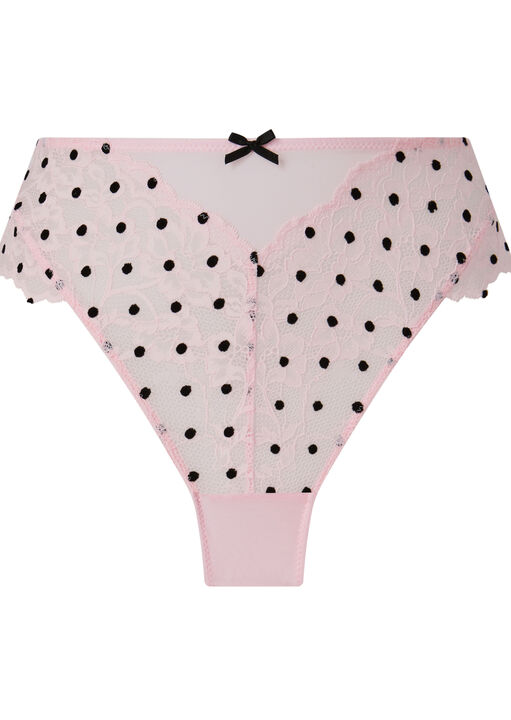 Sexy Lace Flocked Spot High Waist Brazilian image number 5.0