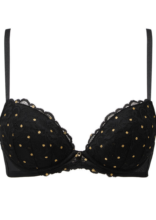 Sexy Lace Foil Spot Padded Plunge Bra image number 8.0