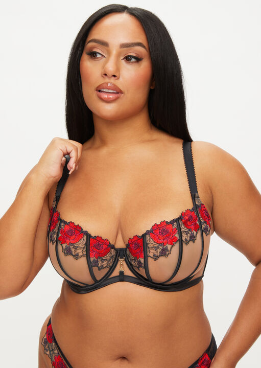 Caged Rose Non Padded Fuller Bust Balcony Bra image number 1.0