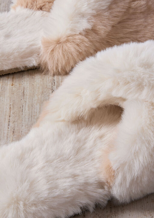 Faux Fur Cross Over Slipper image number 2.0