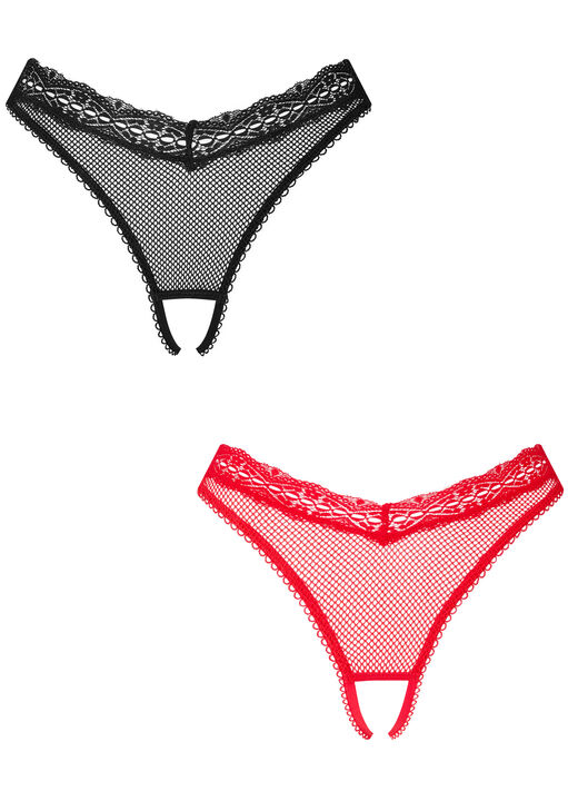Double Date Lace Crotchless Brazilian Knickers - Pack of 2 image number 1.0