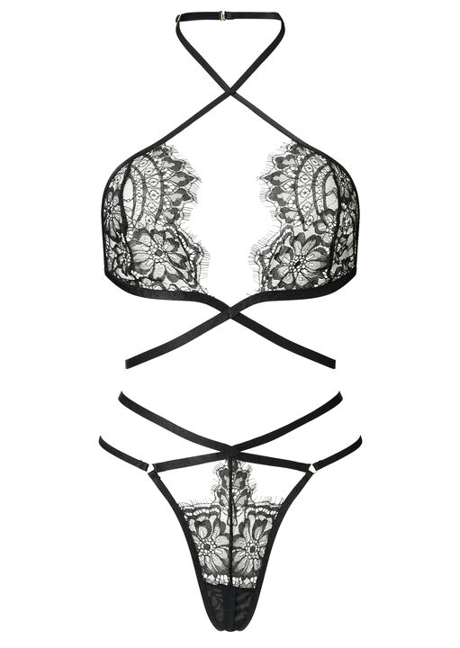 Infinite Lace Crotchless Lingerie 2 Piece Set image number 4.0