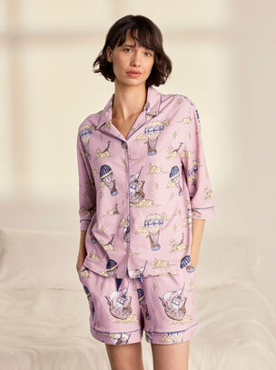 Chelsea Peers Hot Air Balloon Cotton Pyjama Set - Pink