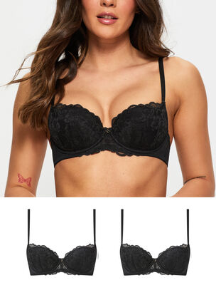 Sexy Lace Padded Balcony Bra 2 Pack