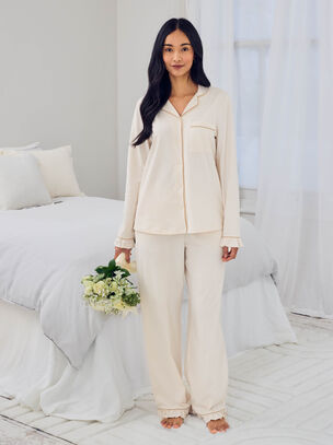 Just Married Revere Long Sleeve Set - White