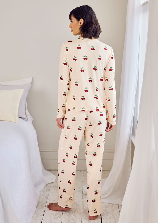 Ditsy Cherry Rib Long Sleeve Set image number 2.0