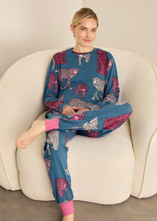 Chelsea Peers Multi Leopard Pyjama Set image number 3.0