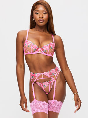 Caged Rose Non Padded Balcony Bra - Pale Pink
