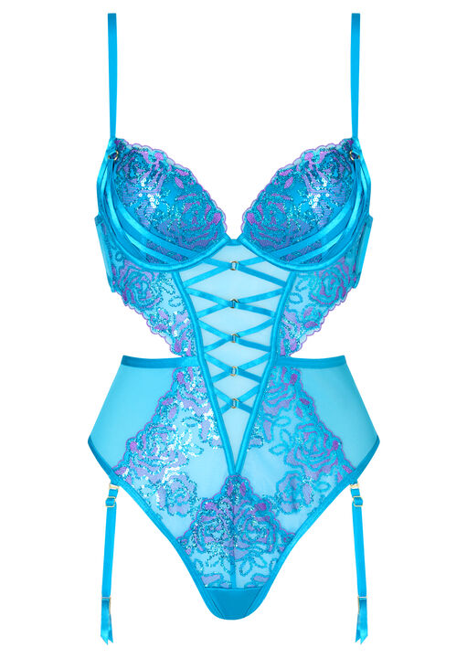 Pearlescent Embroidered Padded Lingerie Body image number 4.0