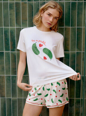 Pickle Print Tee Short Set - Ivory