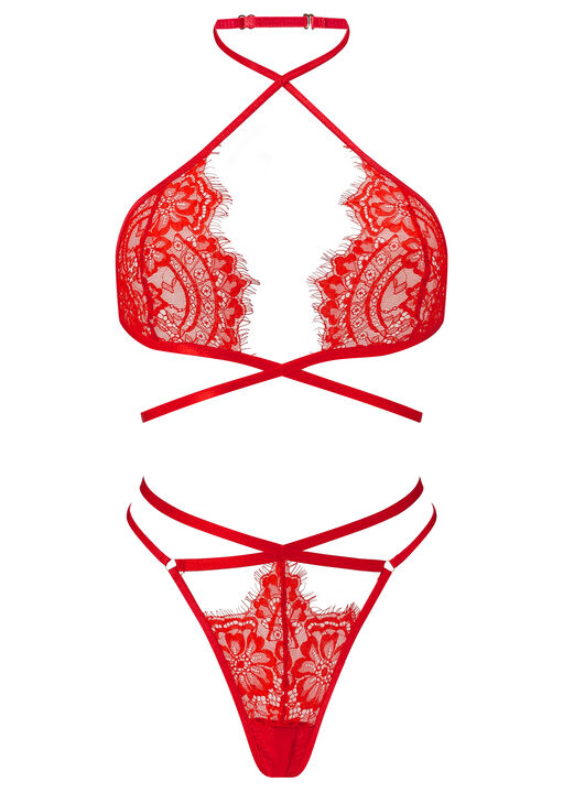 Infinite Lace Crotchless Lingerie 2 Piece Set image number 4.0