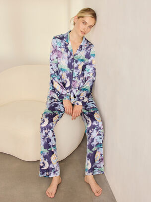 Chelsea Peers Fairytale Cotton Revere Long Sleeve Pyjama Set - Purple
