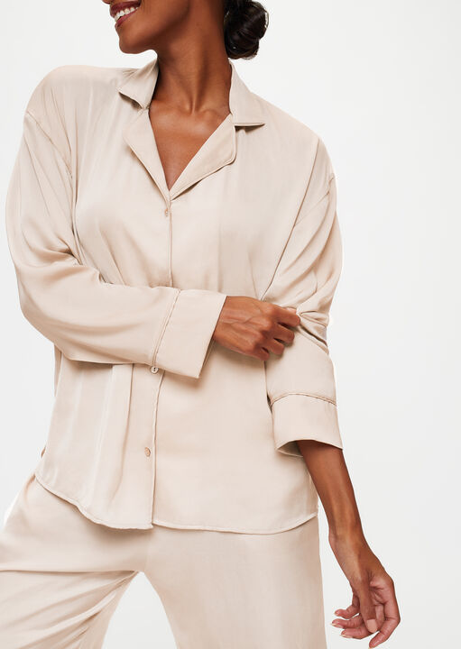 Knickerbox Hattie Satin Revere Pyjama Shirt & Trouser Set image number 1.0