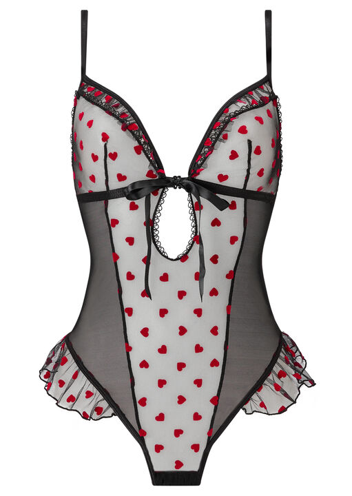 Queen of Hearts Crotchless Teddy Lingerie image number 5.0