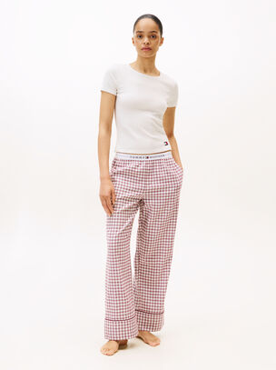 Holiday Flannel Wide Leg Pant - Red