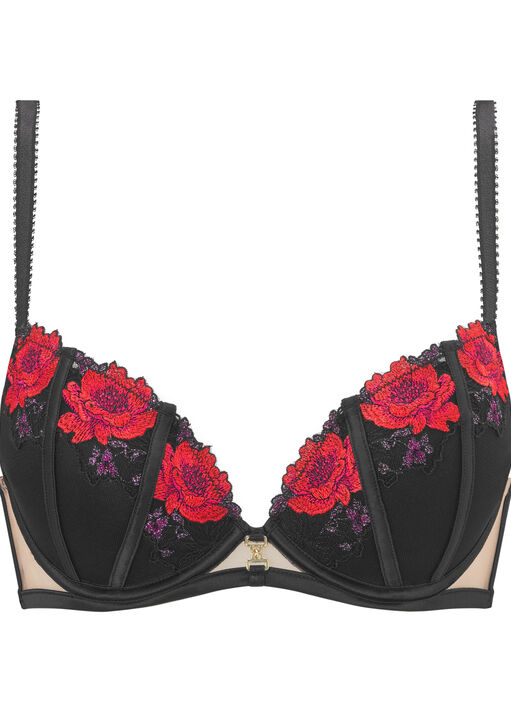 Caged Rose Padded Plunge Bra image number 4.0
