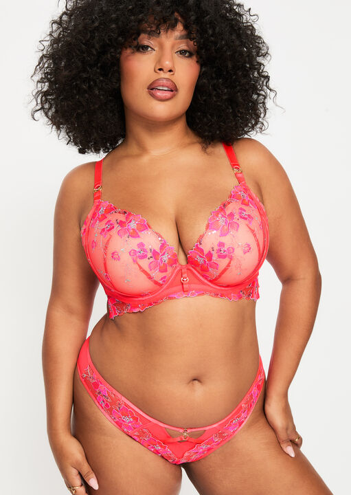 Glistening Padded Plunge Bra image number 1.0