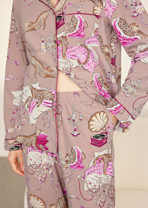 Chelsea Peers Sleeping Leopard Long Sleeve Pyjama Set image number 4.0