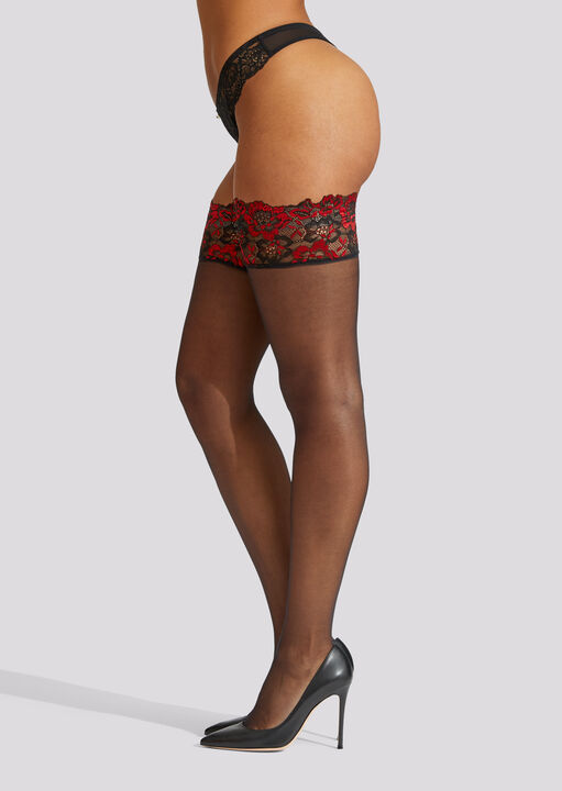 Lace Top Contrast Hold ups image number 1.0