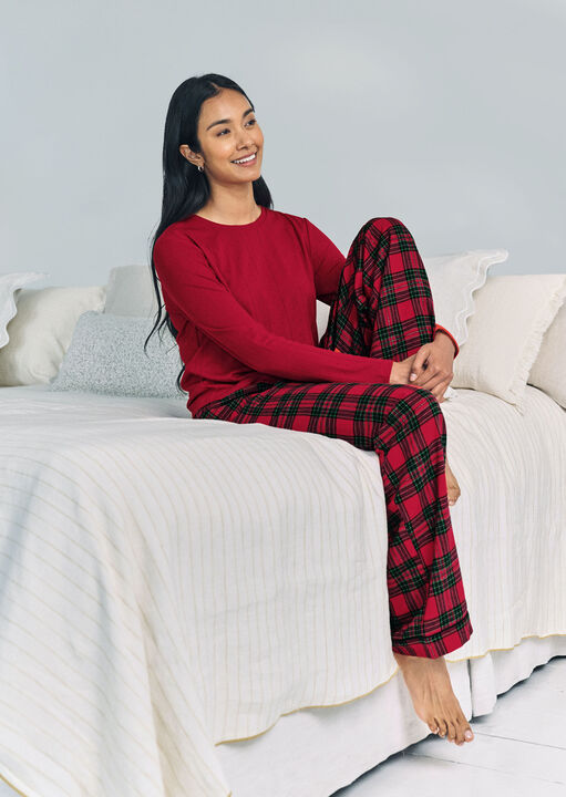 Pointelle Check Long Sleeve Set image number 4.0