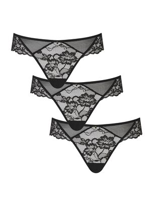 Sexy Lace Brazilian Knickers - Pack of 3 - Black