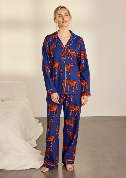 Chelsea Peers Tiger Revere Cotton Long Sleeve Pyjama Set image number 0.0