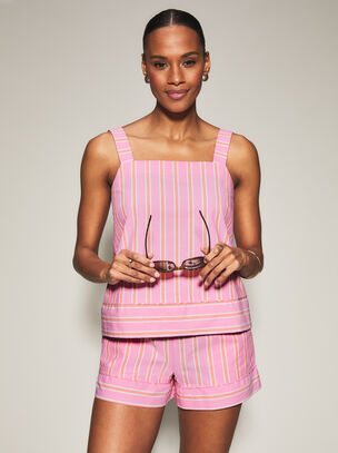 Stripe Cami Set - Bright Pink