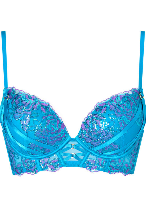 Pearlescent Embroidered Padded Plunge Bra image number 5.0