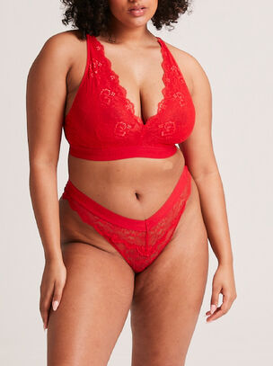 Picot Lace Fuller Cup Bralette - Red