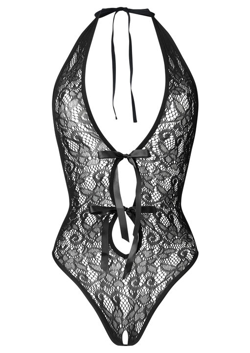 Extravaganza Floral Halterneck Crotchless Lingerie Body image number 4.0