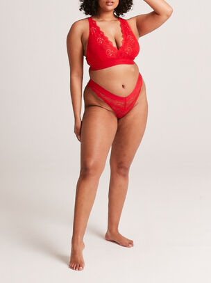 Picot Lace V-Brazilian - Red