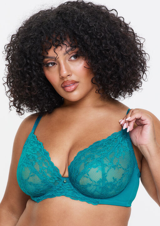 Sexy Lace Fuller Bust Non Padded Plunge Bra image number 1.0