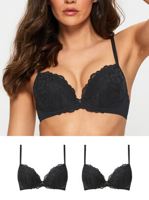 Sexy Lace Padded Plunge Bra 2 Pack