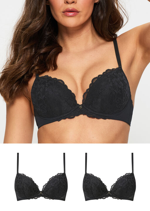 Sexy Lace Padded Plunge Bra 2 Pack image number 0.0