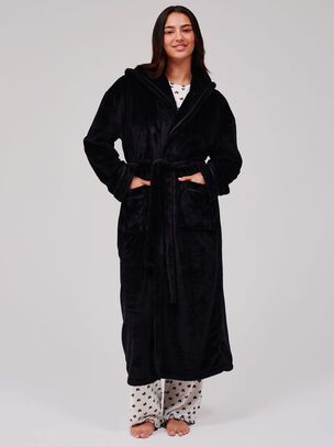 Loungeable Fluffy Maxi Robe - Black