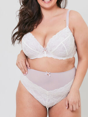 Tonal Lace Padded Plunge - Ivory