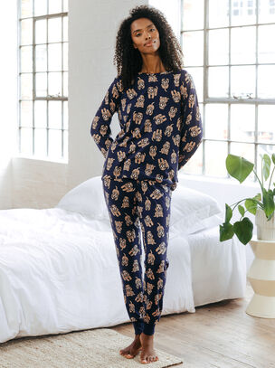 Dog Poly Long Sleeve Set - Navy