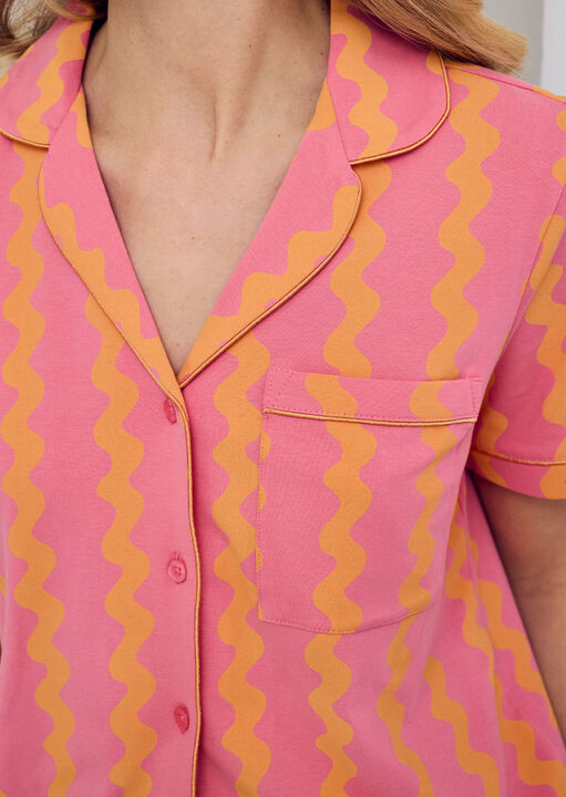 Chelsea Peers Wiggle Stripe Revere Short Slv Set Pink image number 5.0