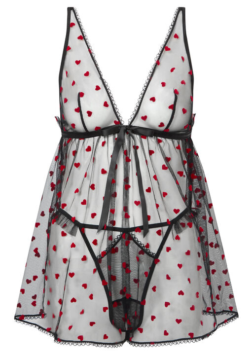 Queen of Hearts Crotchless Babydoll Set image number 5.0