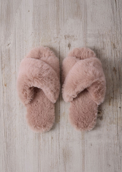 Faux Fur Cross Over Slipper image number 0.0
