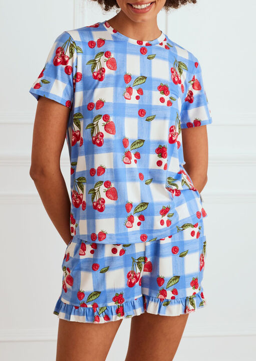 Gingham Cherry Short Sleeve Set image number 1.0