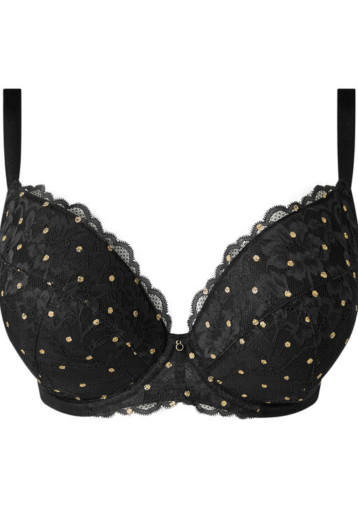 Sexy Lace Foil Spot Padded Plunge Bra image number 9.0