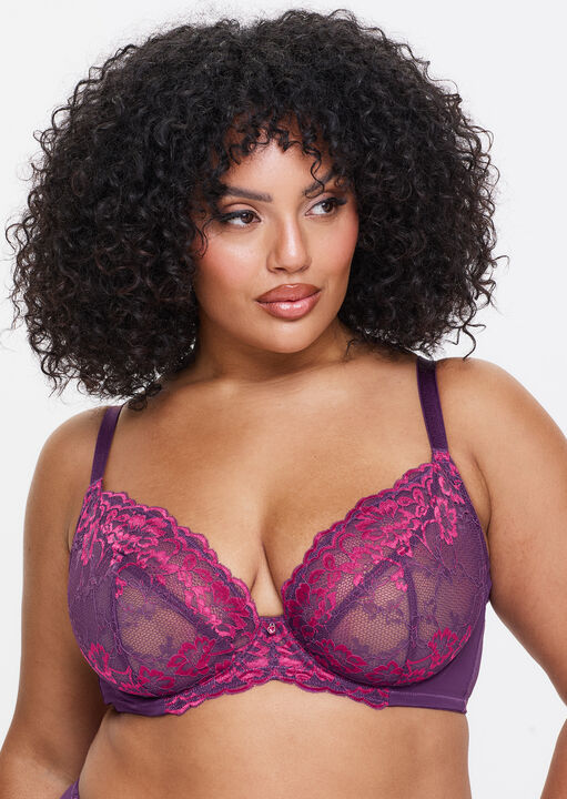 Sexy Lace Fuller Bust Non Padded Plunge Bra image number 1.0