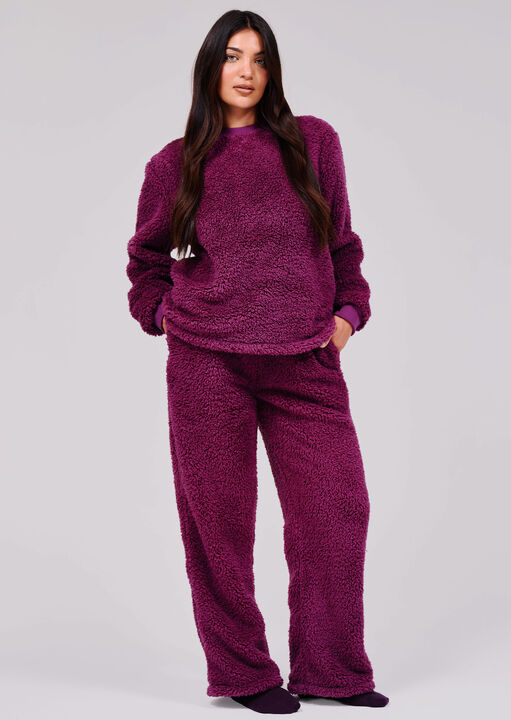 Loungeable Borg Jumper and Wide Leg Jogger Set image number 0.0