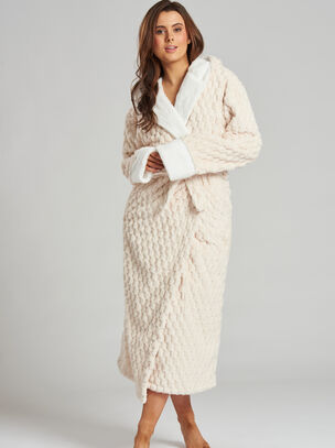 Geometric Fleece Robe - Cream