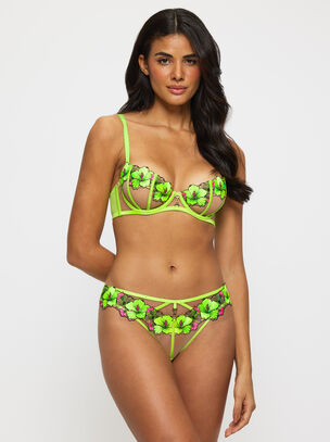 Caged Hibiscus Non Padded Balcony Bra