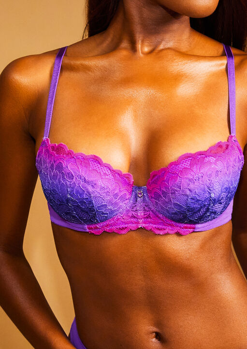 Sexy Lace Ombre Padded Balcony Bra image number 0.0