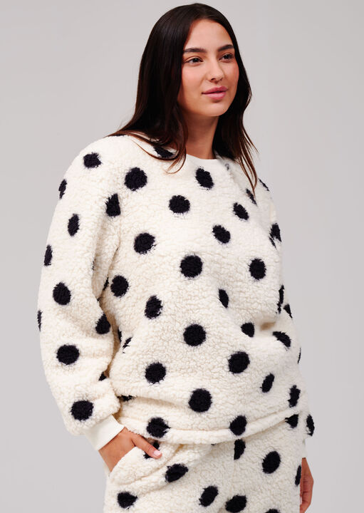 Loungeable Polka Dot Borg Jumper and Jogger image number 1.0